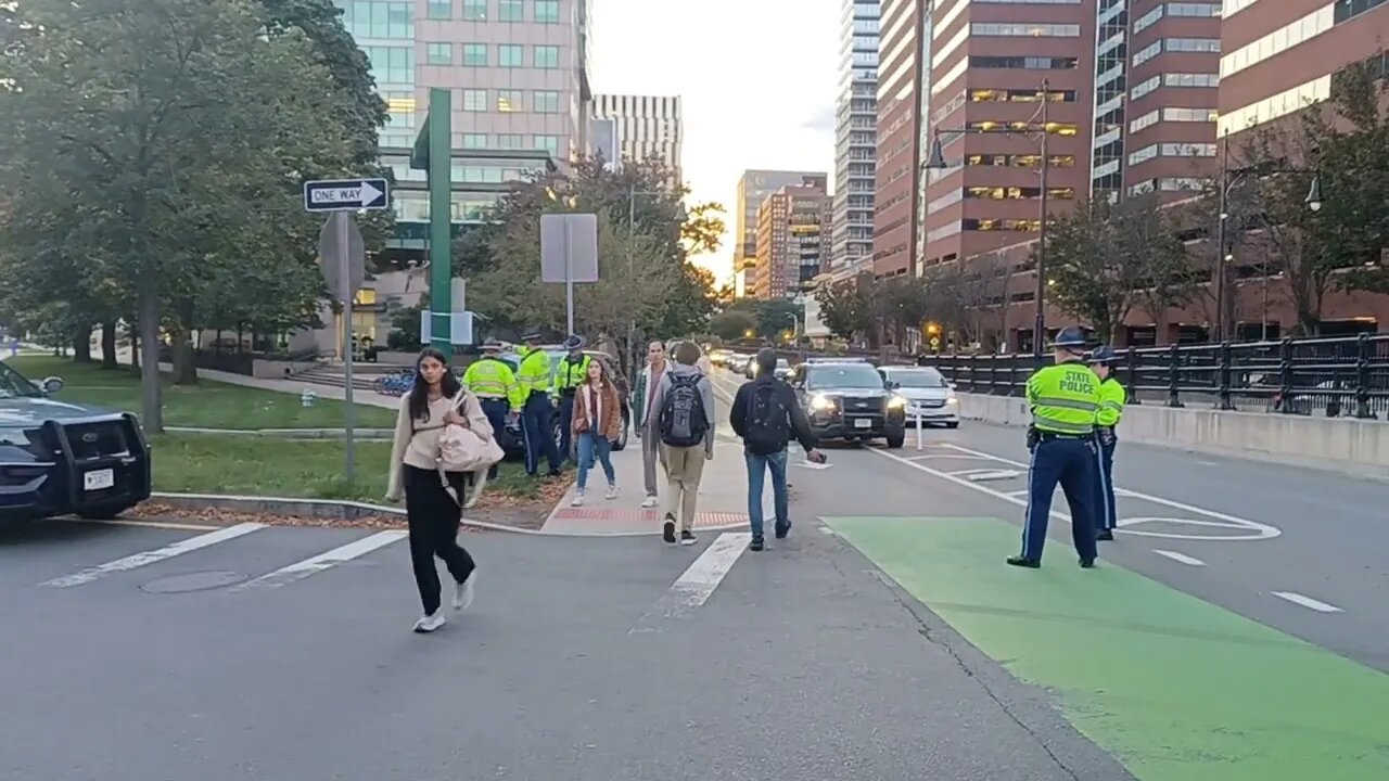 State Police standing by at the Longfellow bridge for protesters