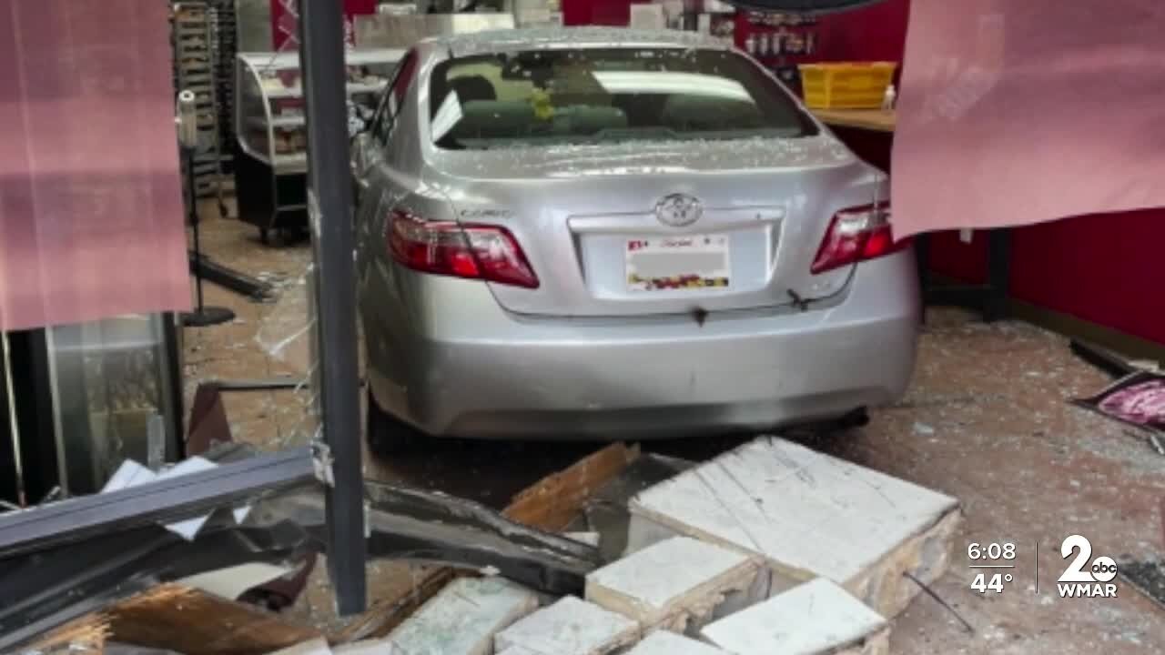 Catonsville bakery takes a hit with car through window