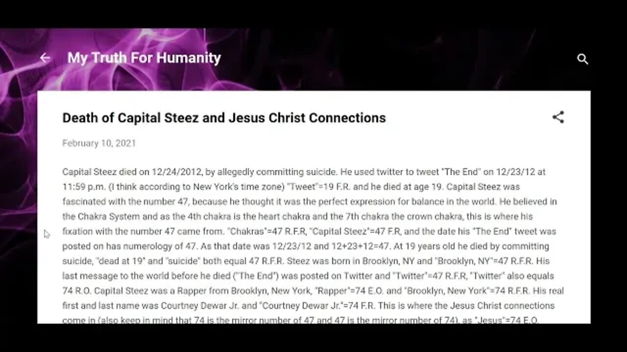 Death of Capital Steez and his Jesus Christ Connections #Gematria #Numerology #Truth #Kabbalah