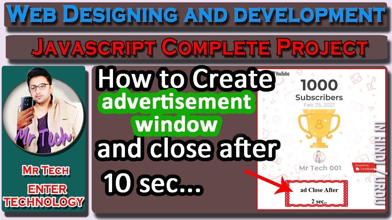 How to Create Advertisement Window | Javascript Tutorial for Beginners in Hindi | Mr Tech 001