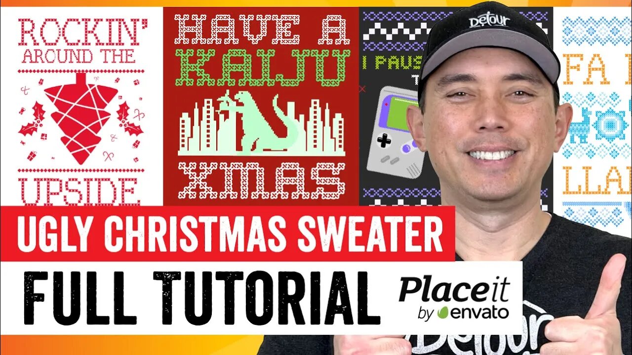 Simple Ugly Christmas Sweater Designs with Placeit in Minutes...Full Tutorial