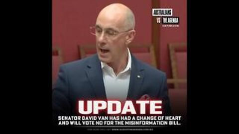 Senator David Van has had a change of heart and will now be voting NO for the Misinformation Bill