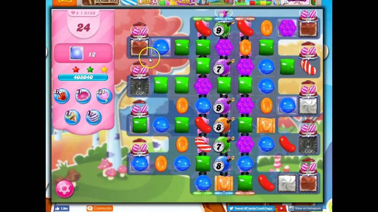 Candy Crush Level 3183 Talkthrough, 44 Moves 0 Boosters