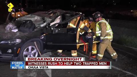 2 men trapped in SUV after rollover crash on I-5 in Chula Vista