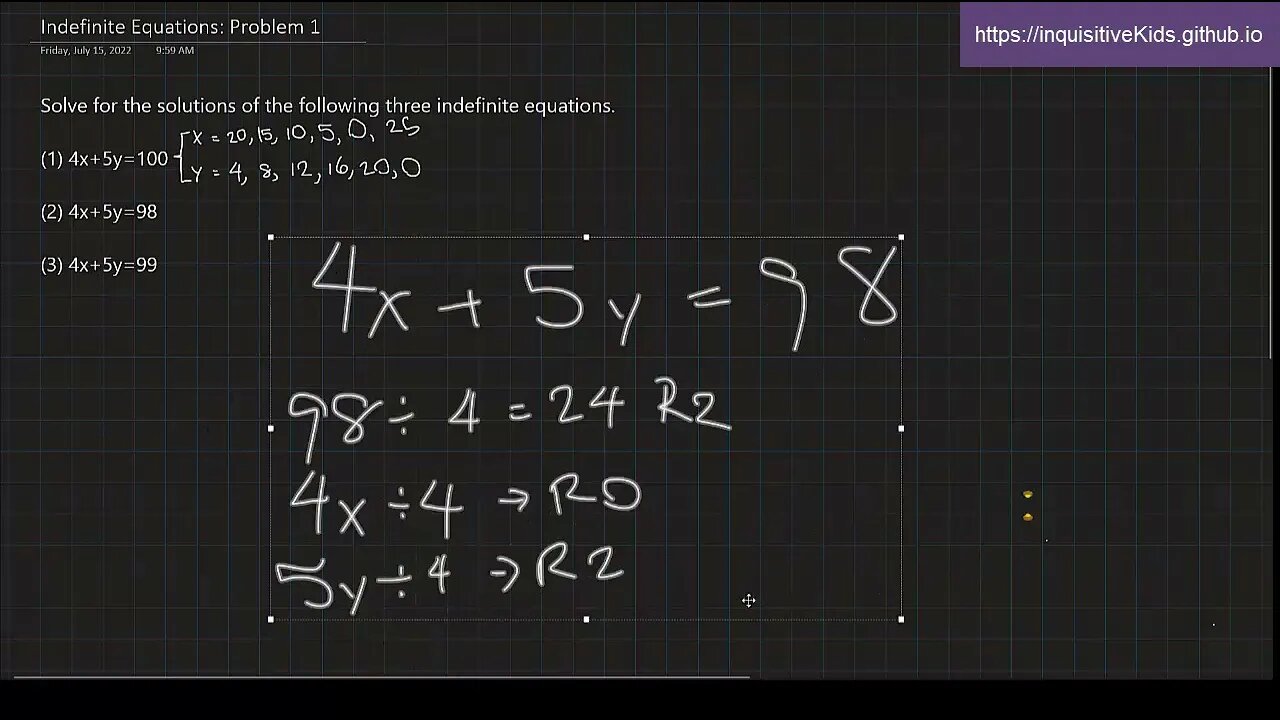 Indefinite Equations: Problem 1