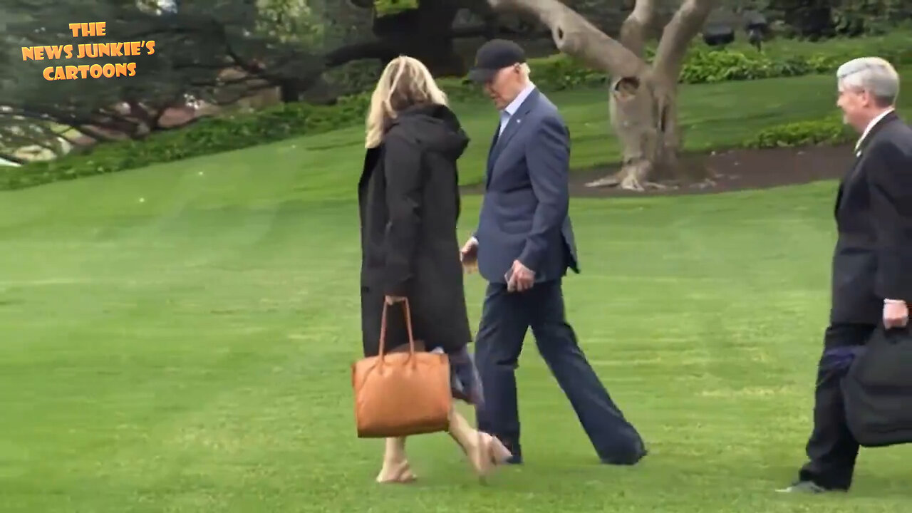 After being busy campaigning for himself and escorted by his handlers — Biden shuffles out of the White House en route to a weekend of rest in Delaware.