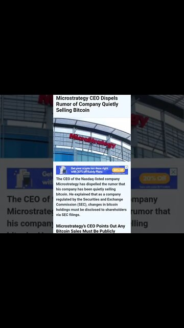 Microstrategy CEO Dispels Rumor of Company Quietly Selling Bitcoin #cryptomash #cryptonews #viral