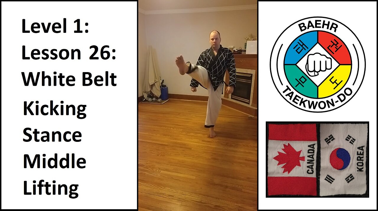 Baehr Taekwondo: 01-26: White Belt: Kicking Stance - Middle lifting