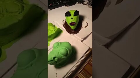 handmade Play-Doh alien heads