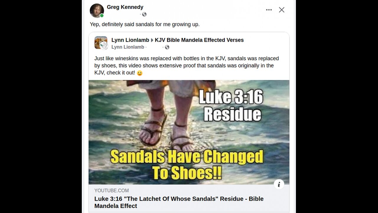 Luke 3:16 "The Latchet Of Whose Sandals" Residue - Bible Mandela Effect