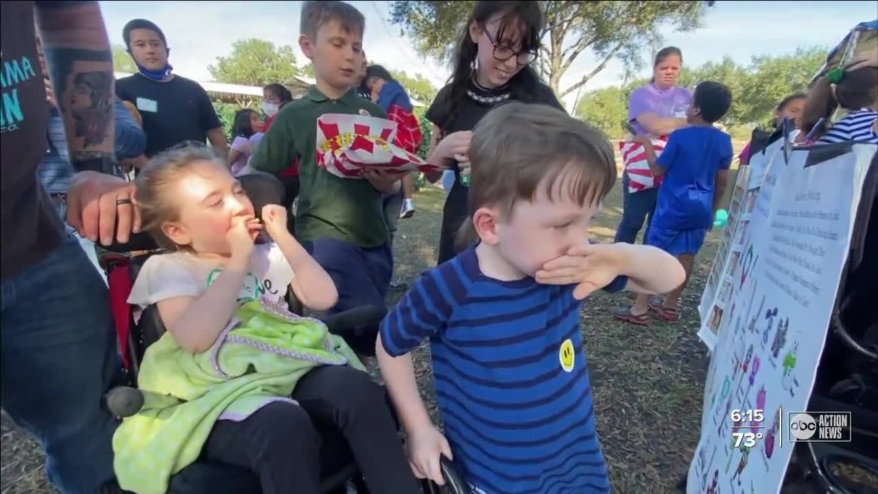 Children with special needs ride train to the North Pole