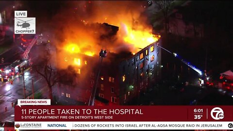 Fire crews continue to battle 3-alarm fire in Detroit