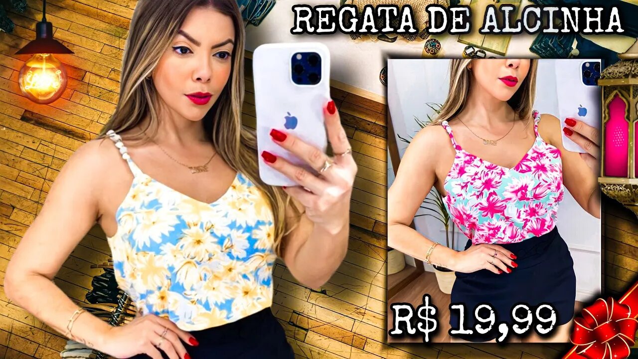 Regata de calcinha Floral com detalhes na alça/ shopee