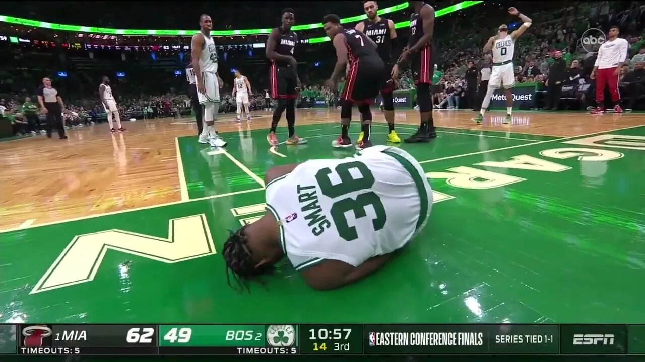 Marcus Smart cries in pain after a possible Ankle and lower body injury!!