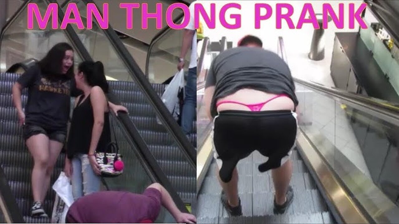 Manthong prank on escalator