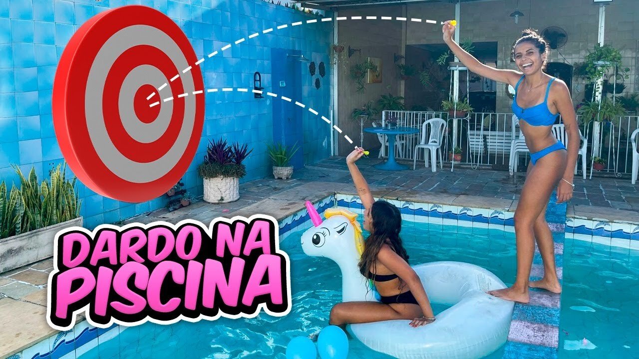 DESAFIO DO DARDO NA PISCINA COM ELA! - DART CHALLENGE IN THE POOL WITH HER!