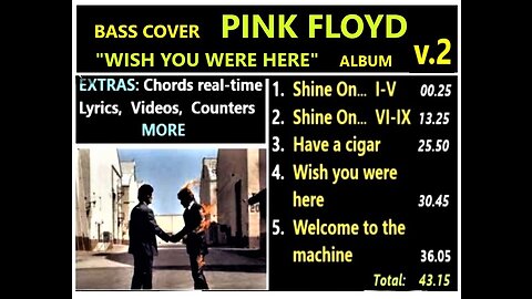 Bass cover PINK FLOYD "WISH" Album _ Chords real-time, Lyrics, Videos, Clocks