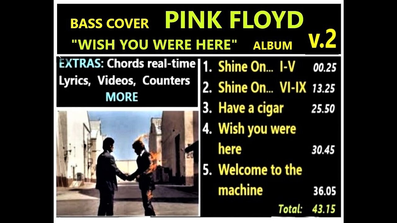 Bass cover PINK FLOYD "WISH" Album _ Chords real-time, Lyrics, Videos, Clocks