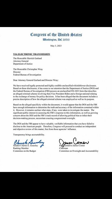 ‘THEY BETTER NOT’: Sen. Chuck Grassley warns admin may classify doc tying Biden to crime #shorts