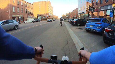 Biking down Queen Street Charlottetown PEI