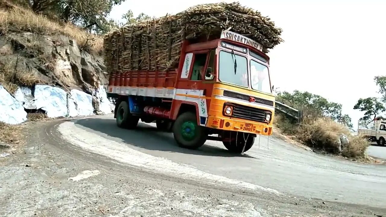 Hills Rider :Fully Loaded Sugarcane Truck Fast Driving In Narrow 8/27 th Bend In Dhimbam Hills: 94