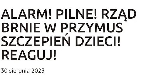 Justyna Socha - ALARM! PILNE! RZĄD FORSUJE PRZYMUS SZCZEPIEŃ DZIECI! REAGUJ!