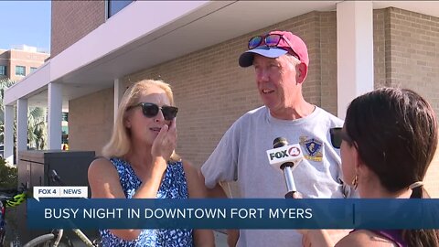 Downtown Fort Myers bustling with Music Walk, Trump visit