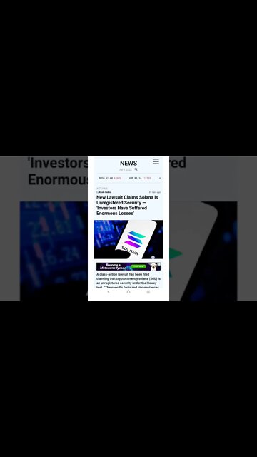 New Lawsuit Claims Solana Is Unregistered Security #cryptomash #cryptomashnews #solana #cryptonews