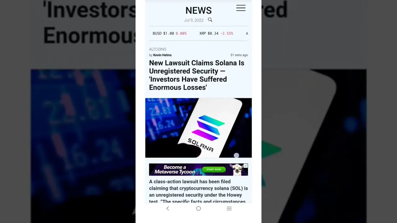 New Lawsuit Claims Solana Is Unregistered Security #cryptomash #cryptomashnews #solana #cryptonews