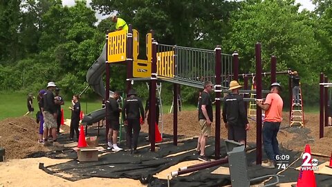 Ravens built a new playground for the kids at Morrell Park School