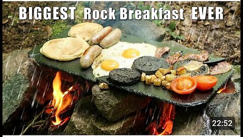 Biggest Bushcraft Breakfast cooked on a Rock in The rin#