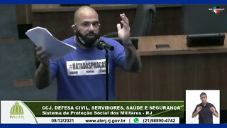 No dia 08/12/21, o SGT PORTUGAL do grupo #NATADASPRAÇAS fez um discurso na ALERJ.