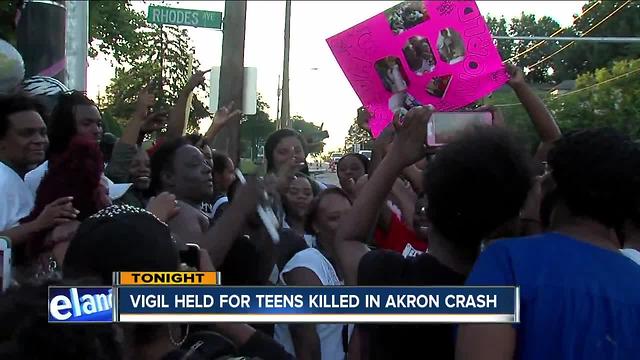 Vigil for two teen girls killed in firetruck crash in Akron