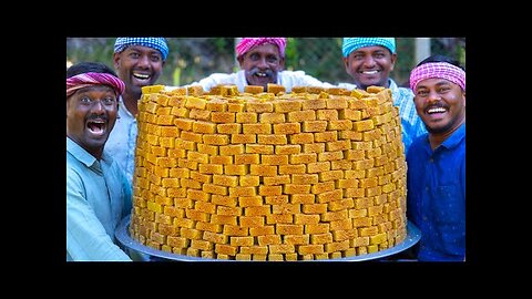 1000 MYSORE PAK - Traditional Mysore Pak Recipe Cooking in Village - Quick & Easy Sweet Recipe