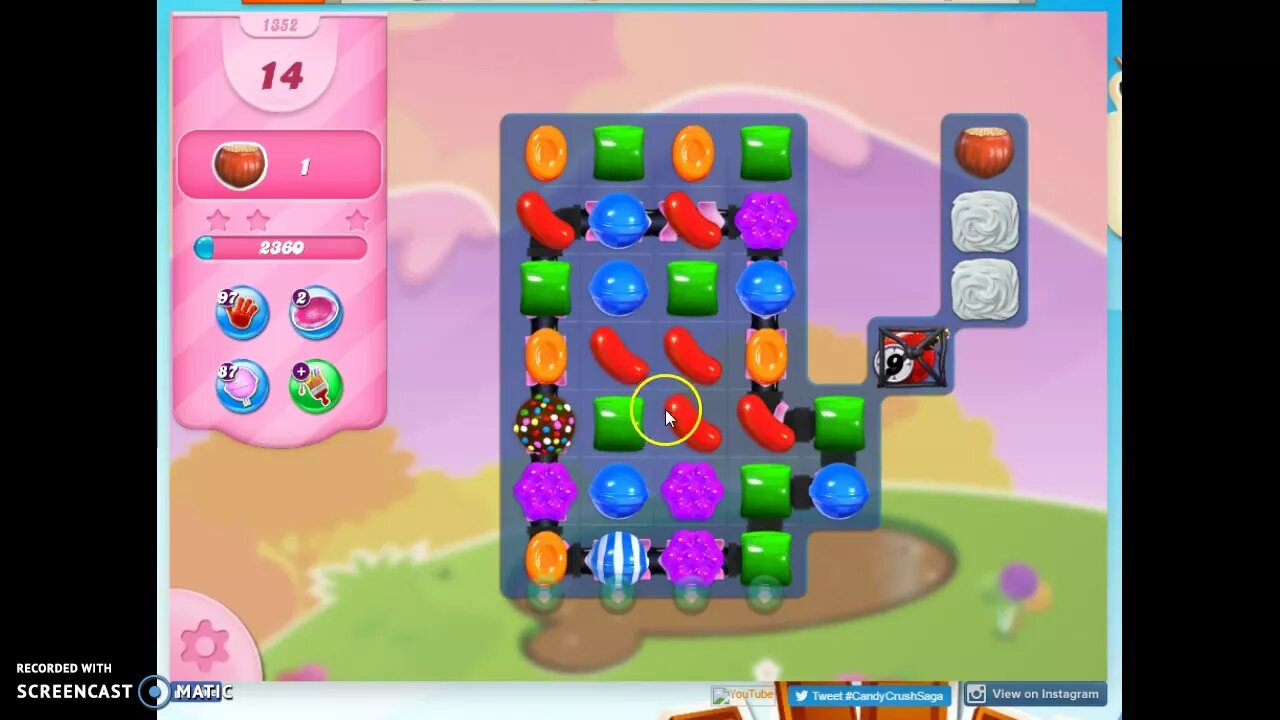 Candy Crush Level 1352 Audio Talkthrough, 1 Star 0 Boosters