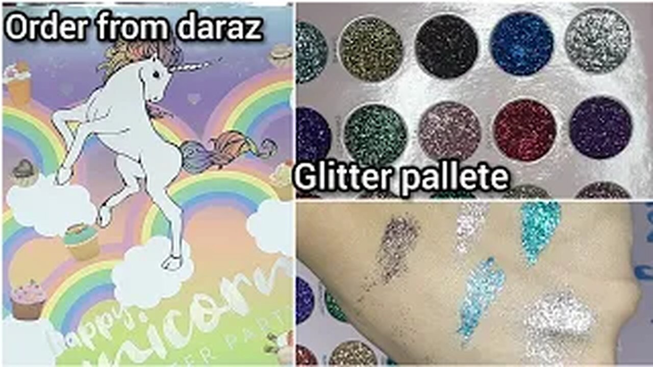 Unboxing and review my daraz package | unicorn glitter party pallete | press glitter pallete