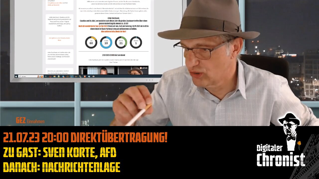 Aufzeichnung vom 21.07.23 Direktübertragung! Zu Gast: Sven Korte, AfD Danach: Nachrichtenlage