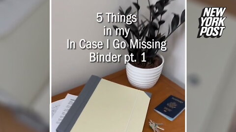 Young woman divides the internet after creating a grim 'just in case I go missing' binder - complete with fingerprints, DNA and hair samples