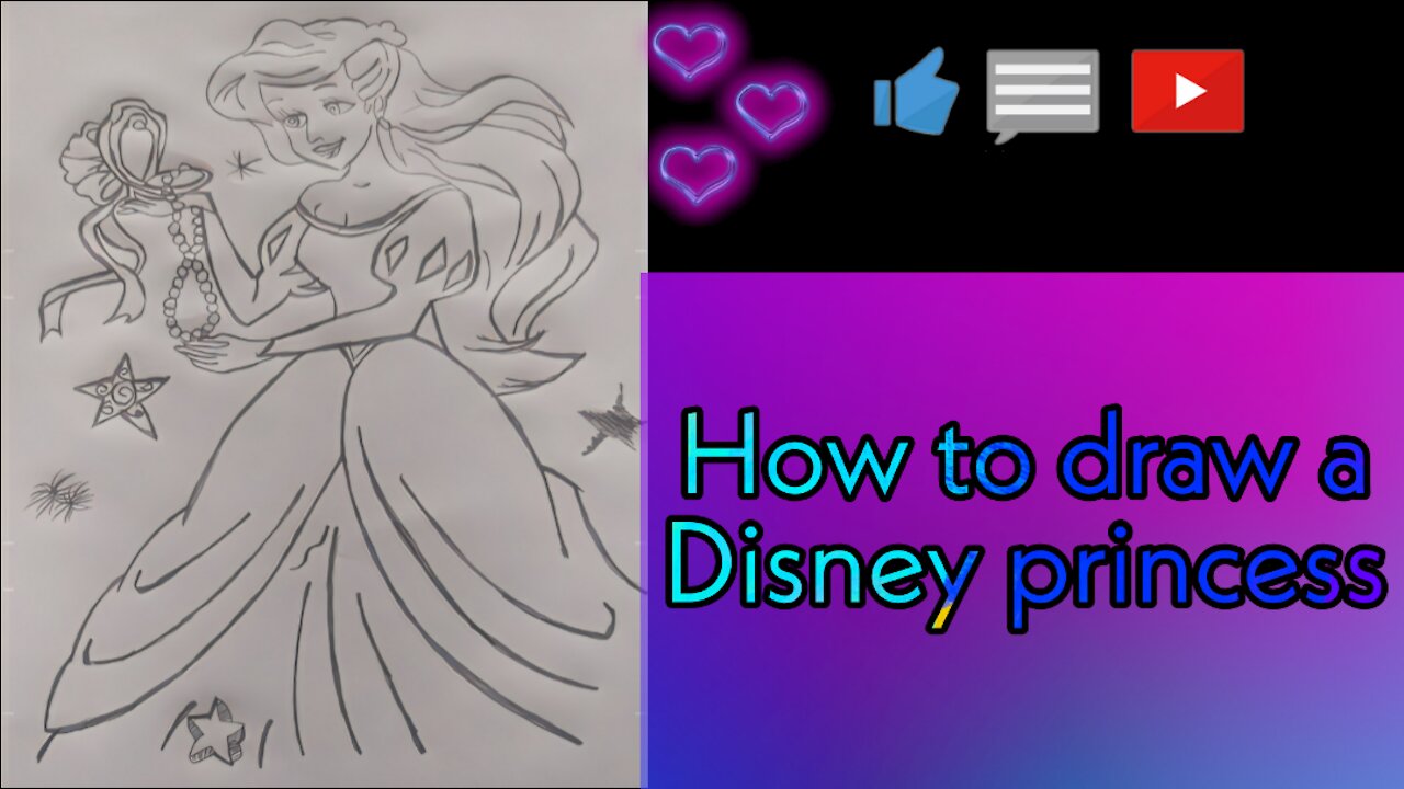 كيفية رسم أميرة ديزني💙❤️How to draw a Disney princess