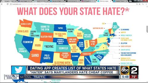 Dating app creates list of what states hate