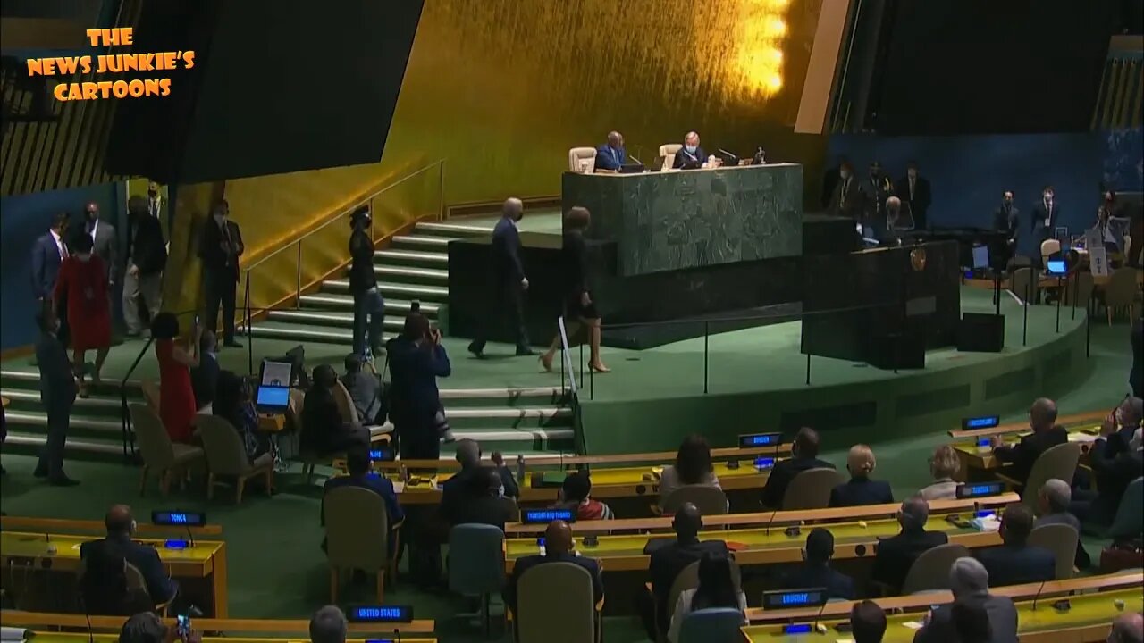 Just Biden walking to read his speech at the UN.