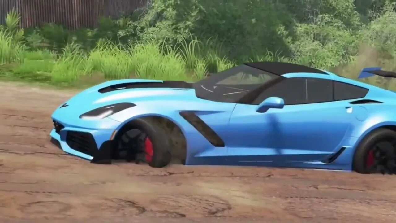 Car animation: The car is deep in the mud, how can we get out of it?