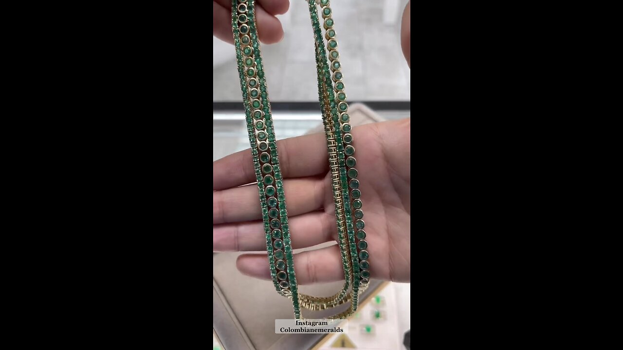 Rare natural dark green Emerald tennis choker icey necklaces 18K 14K gold for him & her gifts