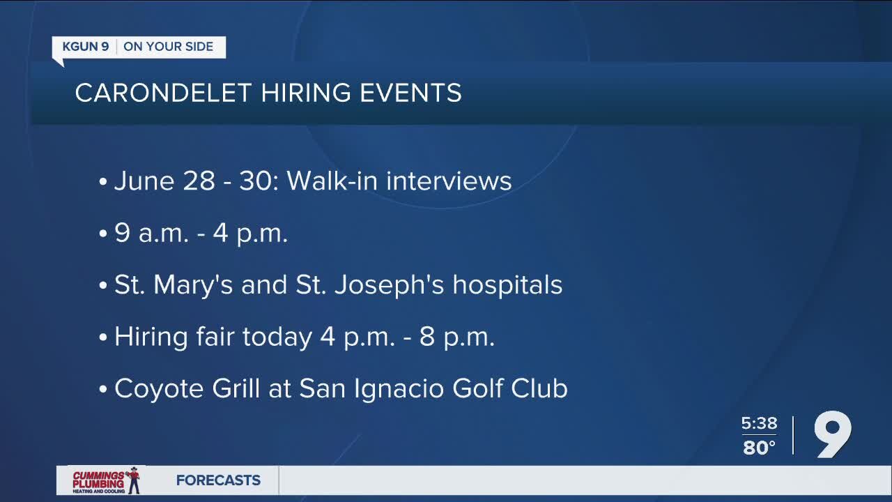 Carondelet Hiring Events week of June 28 - 30