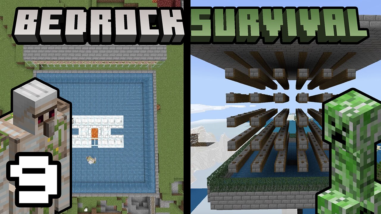 Bedrock Survival 9 Gunpowder & Iron Farm!