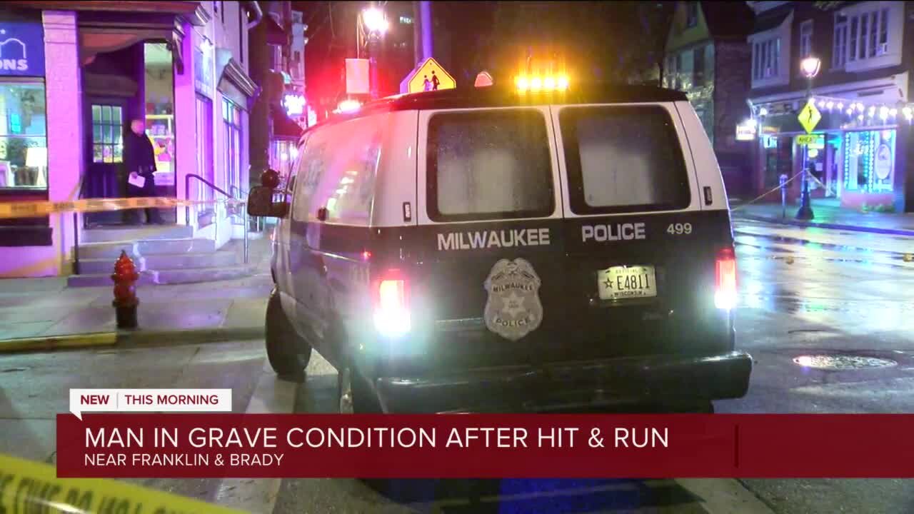 Pedestrian in 'grave' condition after car hits him on Brady Street