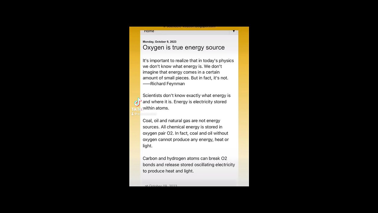 Oxygen is true energy source