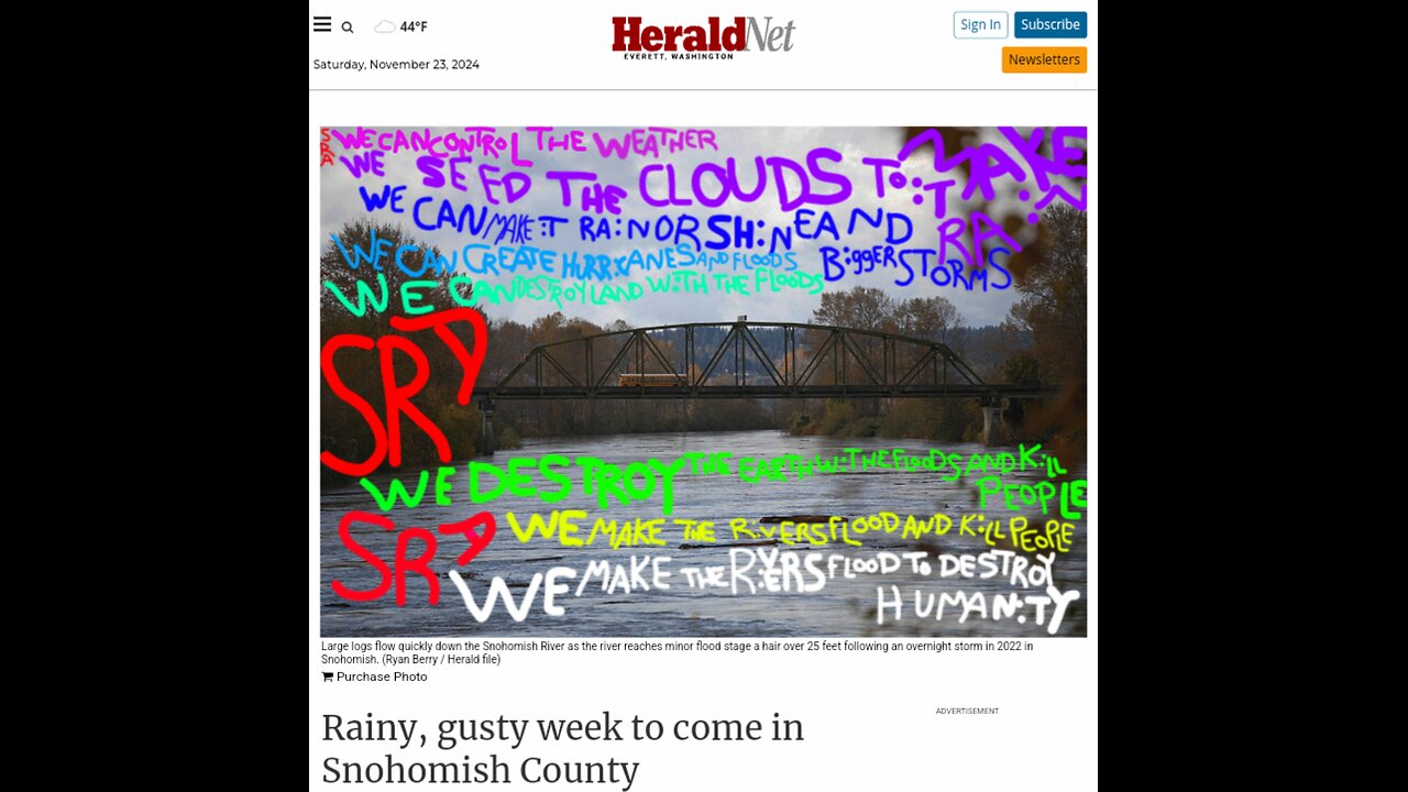 "Rainy, Gusty Week To Come In Snohomish County'" 11/11/24 Article In The Everett Herald