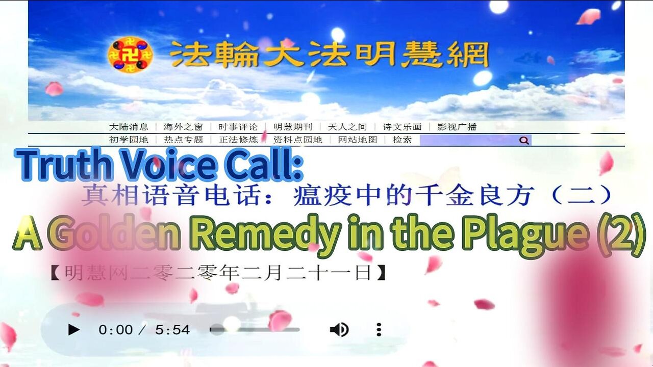 真相语音电话:瘟疫中的千金良方(二)Truth Voice Call: A Golden Remedy in the Plague (2) 2020.02.21