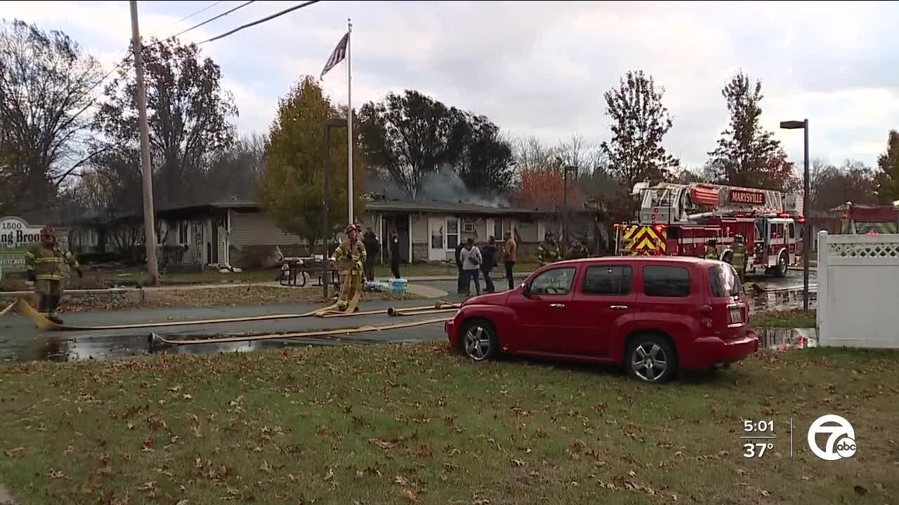 Crews battle large fire at senior living facility in Algonac